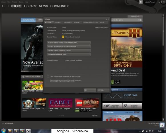 dau steam cu 5 euro , are 25 de jocuri +cs 1.6 
p.s : pentru cei care nu stiu , un joc este pe putin
