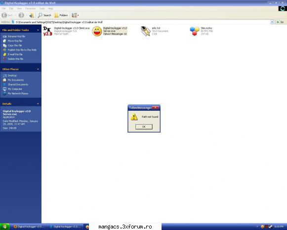 digital keylogger v3.0 testat mine mane uite imi apare cand vreau intru el...patch not found...ce