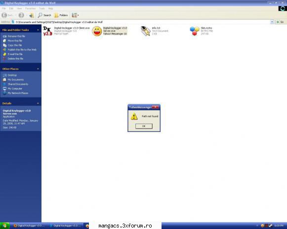Digital Keylogger v3.0 testat de mine - mane uite ce imi apare cand vreau sa intru in - Hacking Tools